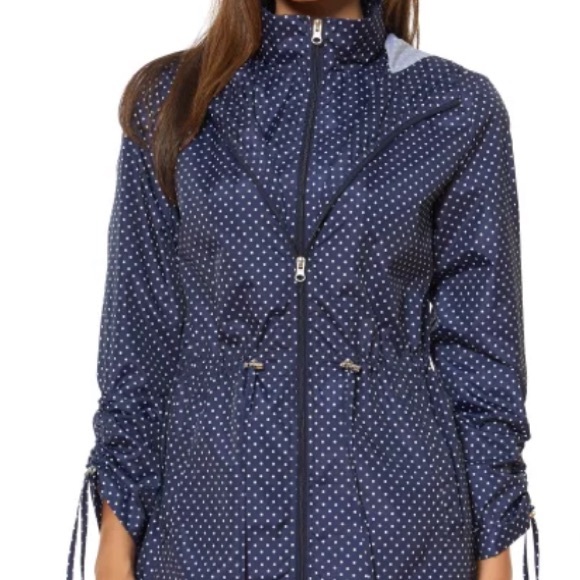 Jones New York Navy Micro Dot Packable Jacket Windbreaker Rain
Jacket Sz XL NWOT - Picture 8 of 13